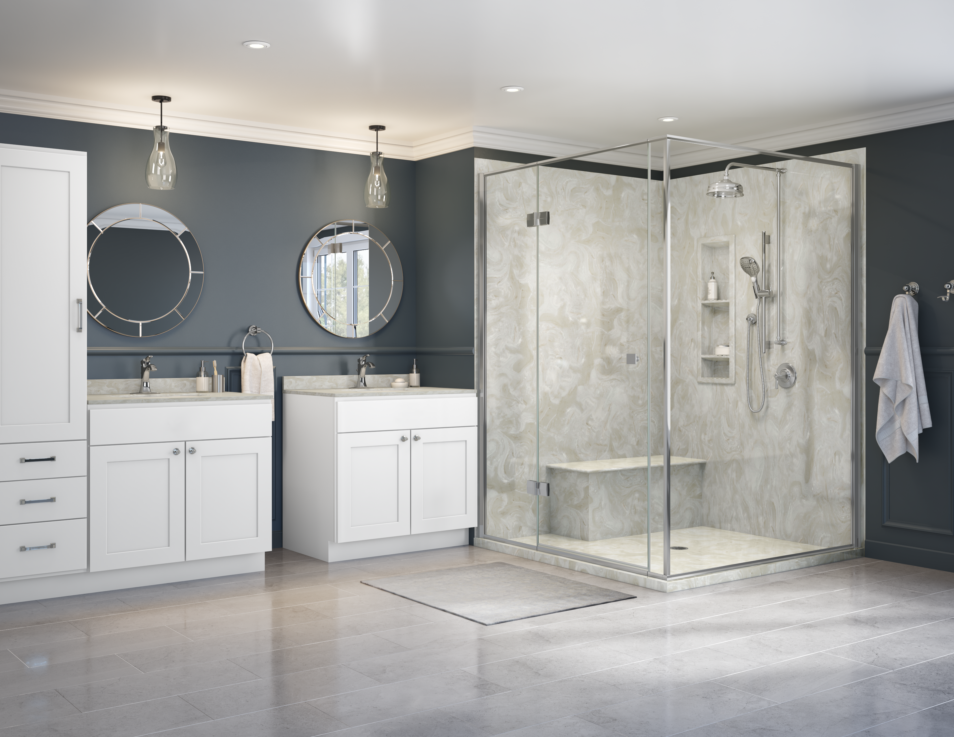 Pavestone Custom Base_Pavestone Walls_Luxury Tall Soap Shampoo Shelf